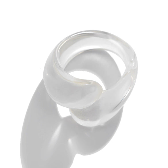 Plastic Resin Geometric Irregular Double Water Drop Electroplated Women's Ring