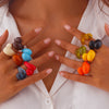 Plastic Resin Geometric Irregular Double Water Drop Electroplated Women's Ring