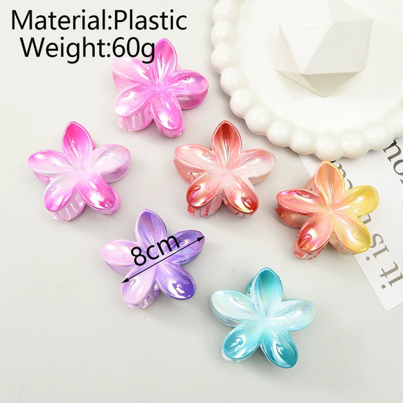 Plastic Resin Gradient Colorful Egg Flower Baking Paint Women's Hair Clip Headwear Accessories