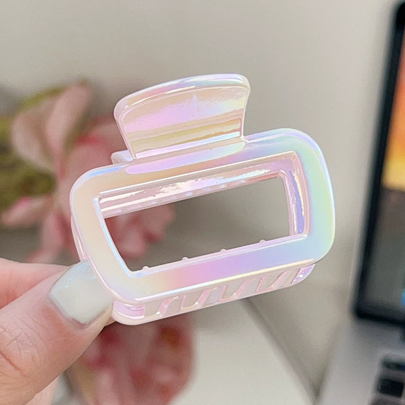 Plastic Resin Gradient Square Hollow Cloud Half Hair Clip For Women Uv Plated Simple Geometric Style