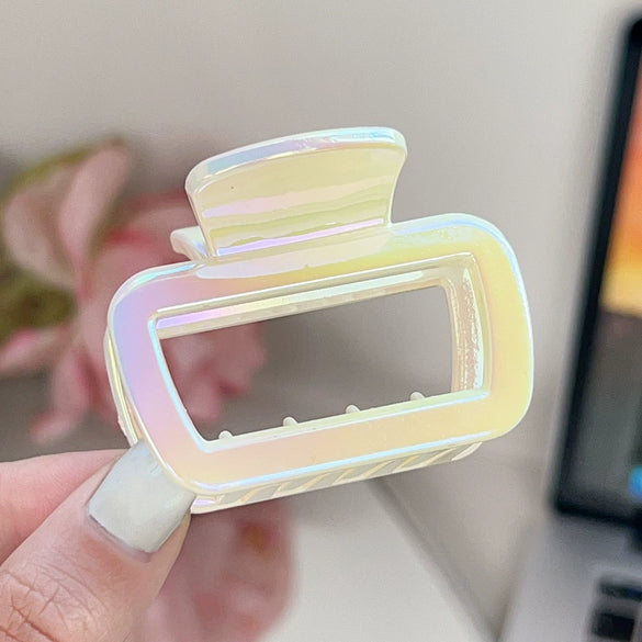 Plastic Resin Gradient Square Hollow Cloud Half Hair Clip For Women Uv Plated Simple Geometric Style