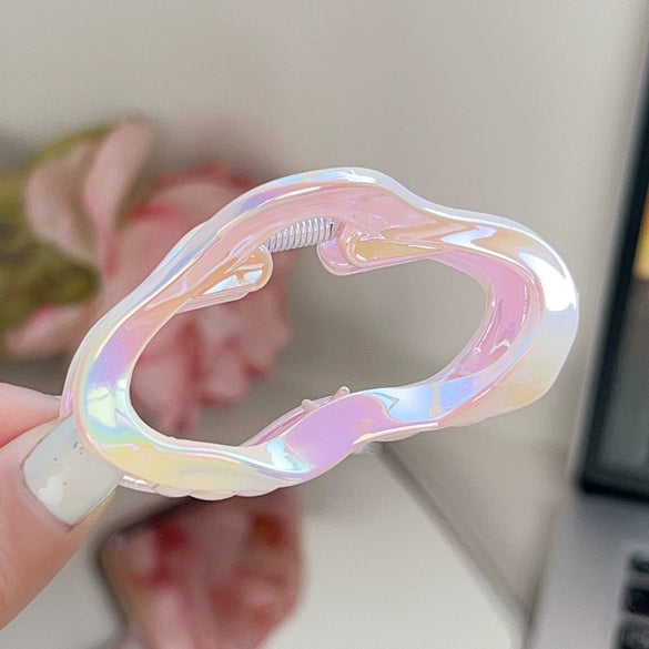 Plastic Resin Gradient Square Hollow Cloud Half Hair Clip For Women Uv Plated Simple Geometric Style