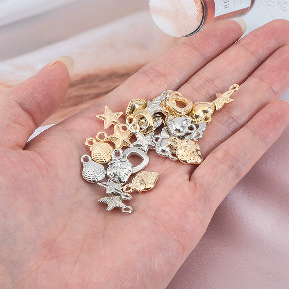Plastic Resin Handmade Beaded Jewelry With Fivepointed Star Shell Starfish Pendant Cartoon Festive Style Electroplated