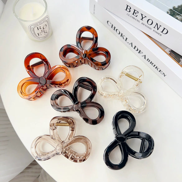 Plastic Resin Handmade Elegant Geometric Bow Hair Clip For Women