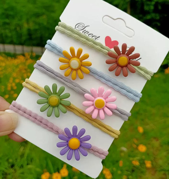 Plastic Resin Handmade Flower Hair Ring Hair Rope Hairpin For Girls