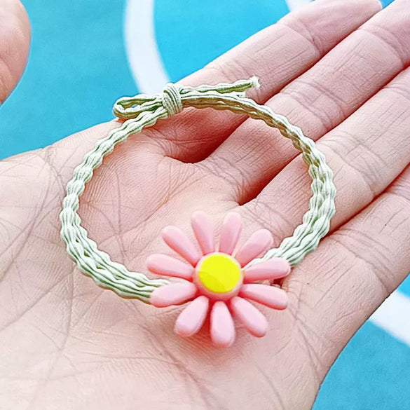 Plastic Resin Handmade Flower Hair Ring Hair Rope Hairpin For Girls