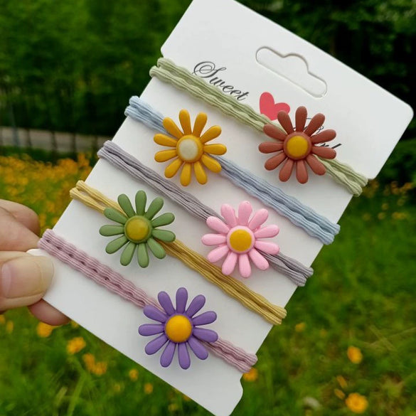 Plastic Resin Handmade Flower Hair Ring Hair Rope Hairpin For Girls