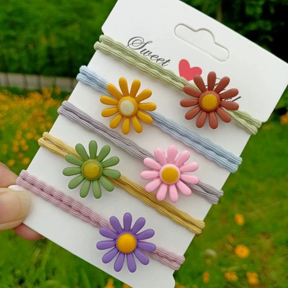 Plastic Resin Handmade Flower Hair Ring Hair Rope Hairpin For Girls