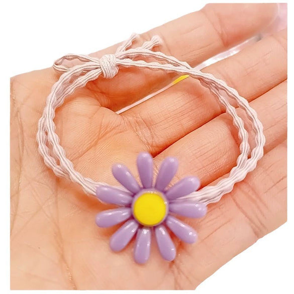 Plastic Resin Handmade Flower Hair Ring Hair Rope Hairpin For Girls