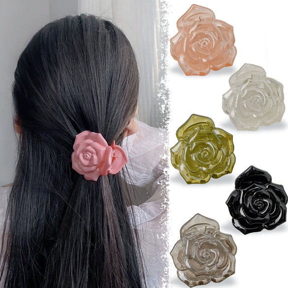 Plastic Resin Handmade Fresh Style Flower Pattern Female Hair Accessories Shark Clip