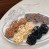 Plastic Resin Handmade Natural Plant Flower Camellia Hollow Frosted Hair Grab Clip For Women