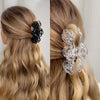 Plastic Resin Handmade Natural Plant Flower Camellia Hollow Frosted Hair Grab Clip For Women