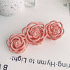 Plastic Resin Handmade Natural Plant Flower Camellia Hollow Frosted Hair Grab Clip For Women