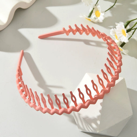 Plastic Resin Handmade Simple Frosted Toothed Nonslip Women's Hair Band And Clip