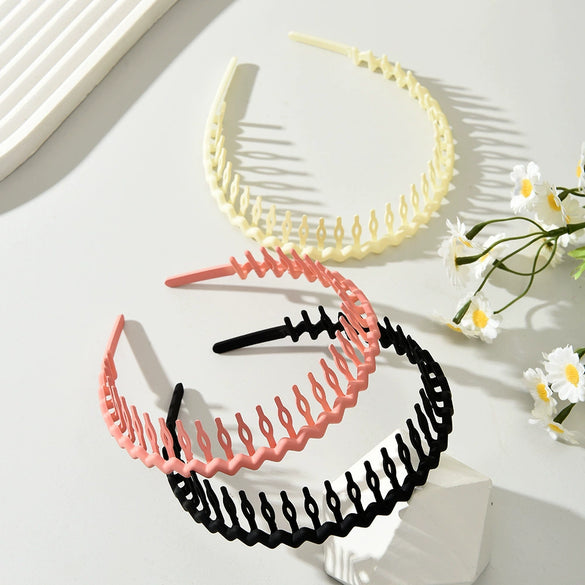 Plastic Resin Handmade Simple Frosted Toothed Nonslip Women's Hair Band And Clip
