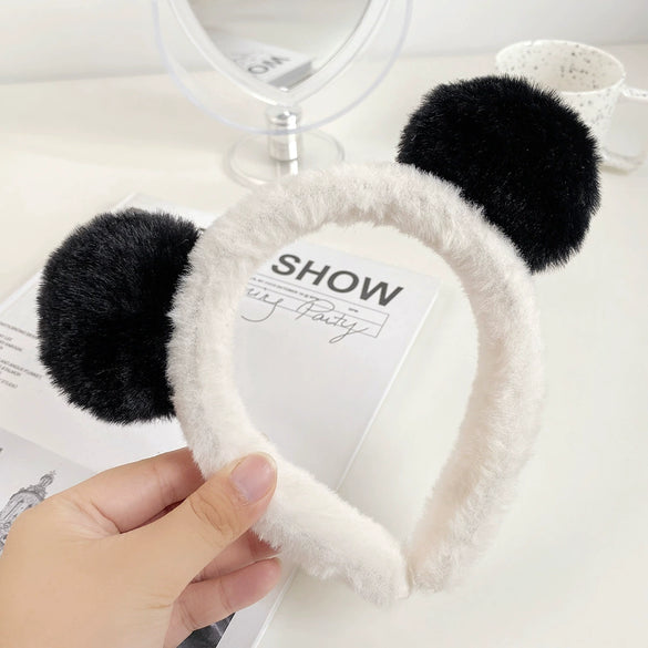 Plastic Resin Handmade Women's Plush Fruit Food Style Panda Hair Band Hair Accessories
