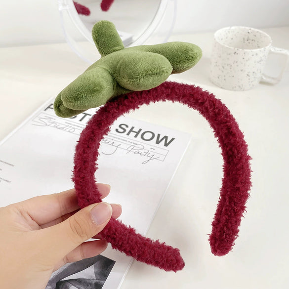 Plastic Resin Handmade Women's Plush Fruit Food Style Panda Hair Band Hair Accessories