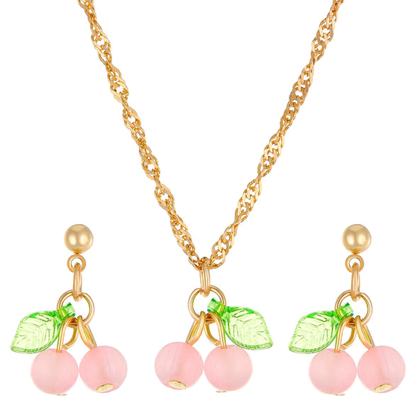 Plastic Resin Jewelry Set With Plants Flowers Pattern Electroplated For Women