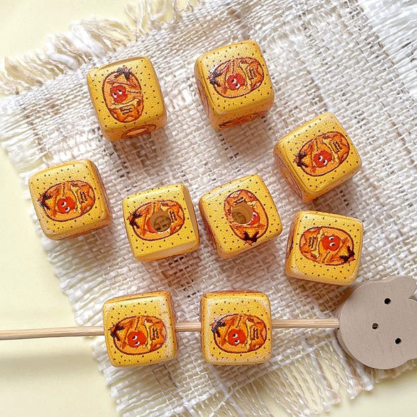 Plastic Resin Loose Beads Star Square Shape Printed Diy Handmade Beading Material For Bracelet Necklace
