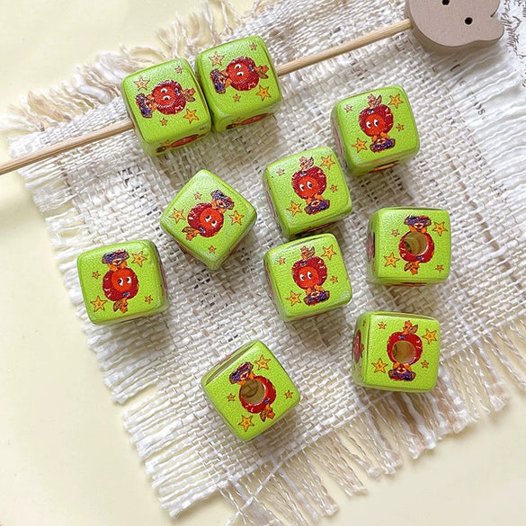Plastic Resin Loose Beads Star Square Shape Printed Diy Handmade Beading Material For Bracelet Necklace