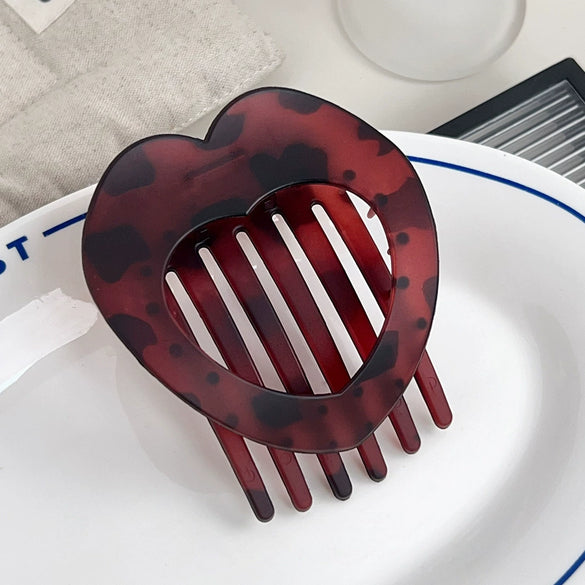 Plastic Resin Love Shape Women's Hairpin Duckbill Clip With Baking Paint Simple Geometric Headwear Hair Accessories