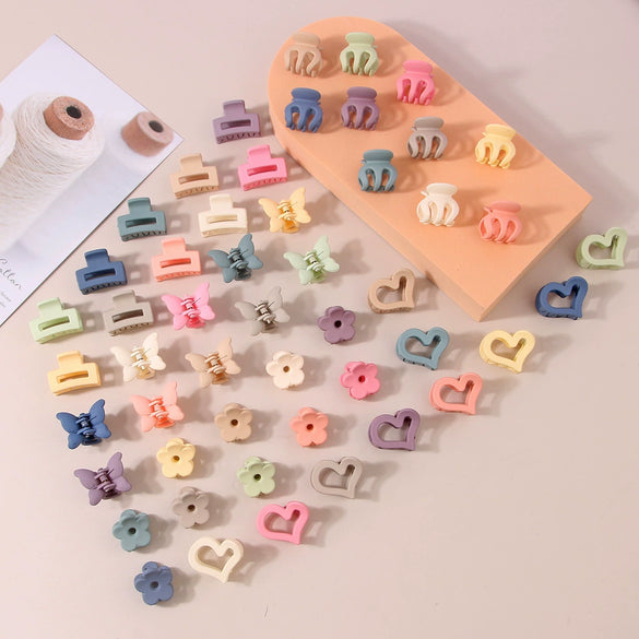 Plastic Resin Mini Small Grab Clip Hairpin With Baking Paint Geometric Style For Women
