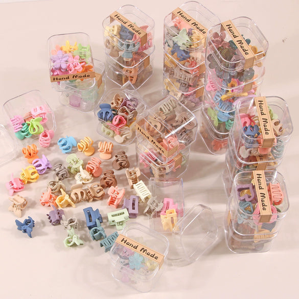 Plastic Resin Mini Small Grab Clip Hairpin With Baking Paint Geometric Style For Women