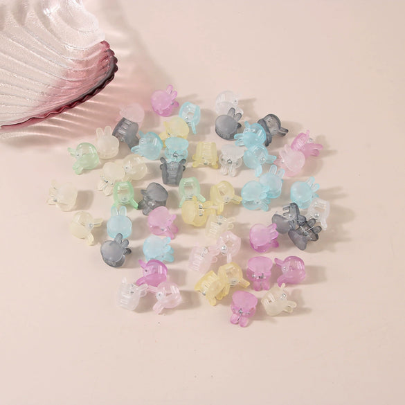 Plastic Resin Mini Small Grab Clip Hairpin With Baking Paint Geometric Style For Women
