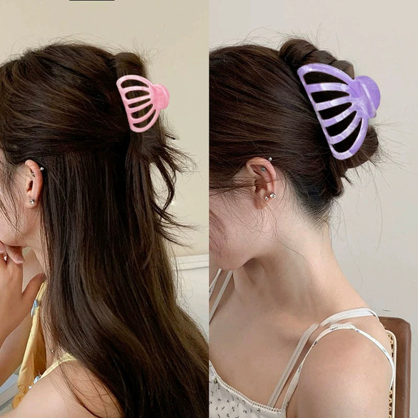 Plastic Resin Simple Geometric Baking Paint Women's Pumpkin Semiround Hair Clip Hair Accessories