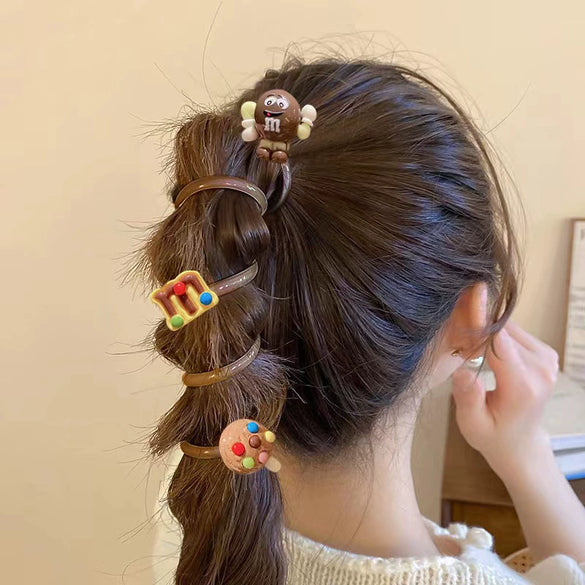 Plastic Resin Spray Oil Cartoon Character Style Women's Hair Accessories Hair Ring And Pony Tail Tie