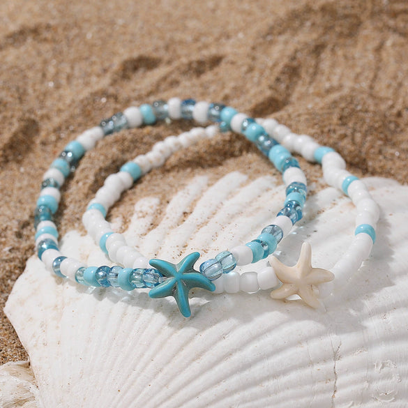 Plastic Resin Star Shaped Beaded Anklet For Women