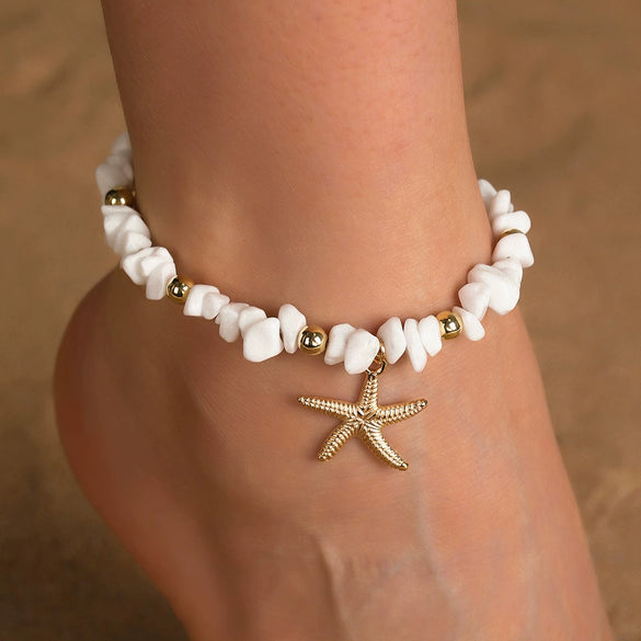 Plastic Resin Star Shaped Beaded Anklet For Women