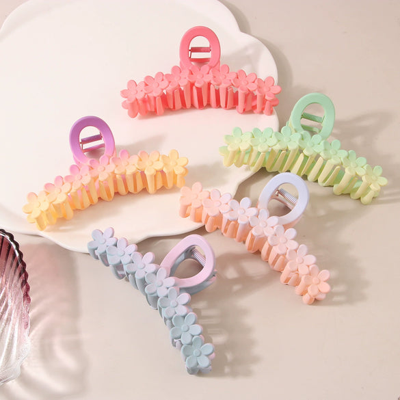 Plastic Resin Sweet Plant Flowers Style Baking Varnish Hair Claw For Women