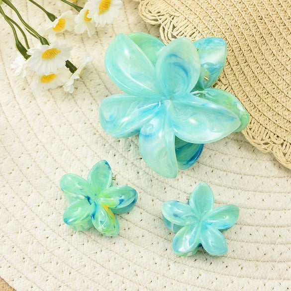 Plastic Resin Women's Simple Style Flower Clip Threepiece Set With Baking Paint Process