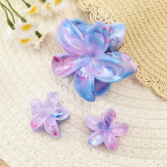 Plastic Resin Women's Simple Style Flower Clip Threepiece Set With Baking Paint Process