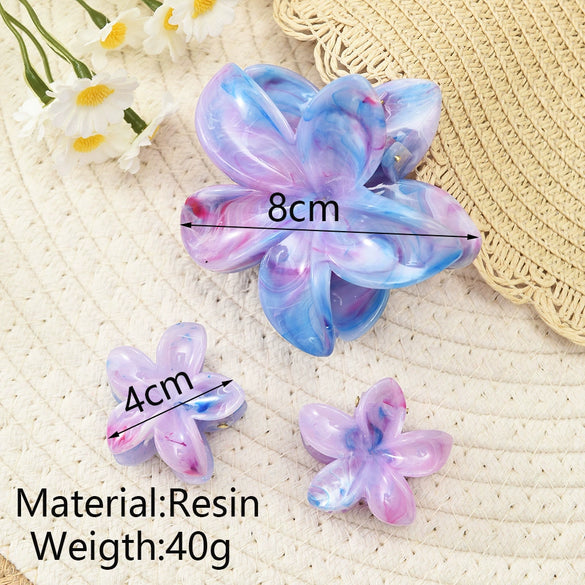 Plastic Resin Women's Simple Style Flower Clip Threepiece Set With Baking Paint Process