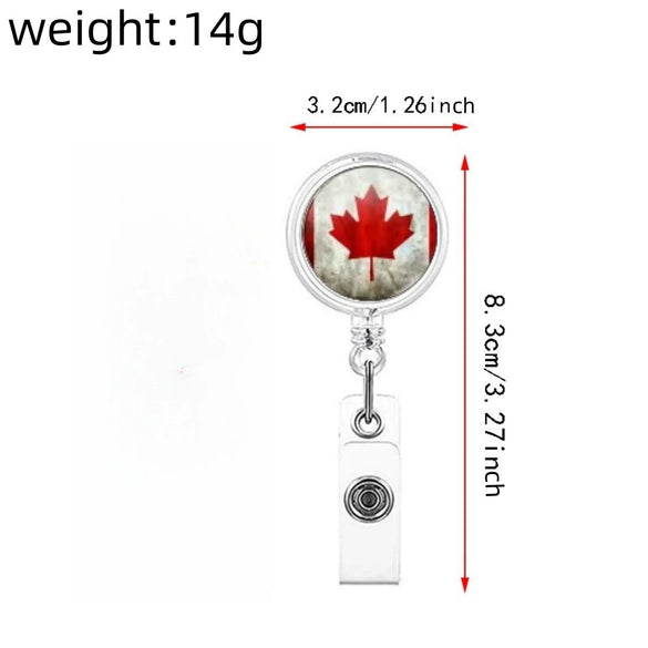 Plastic Retractable Work Card Back Clip Commemorative Fashion With Maple Leaf Printing