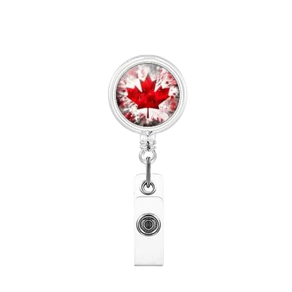 Plastic Retractable Work Card Back Clip Commemorative Fashion With Maple Leaf Printing