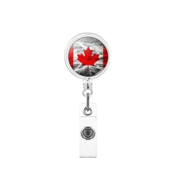 Plastic Retractable Work Card Back Clip Commemorative Fashion With Maple Leaf Printing