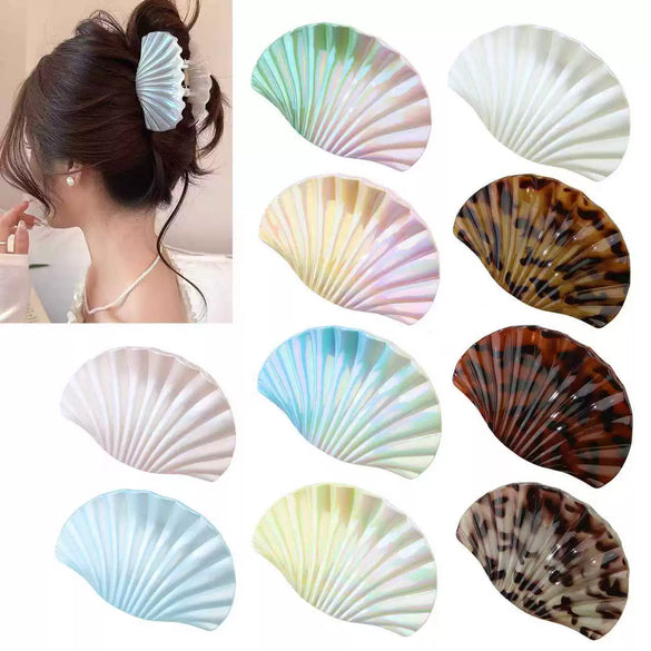 Plastic Scallop Hair Clip Light Luxury Style Paint Process Women's Hair Accessories