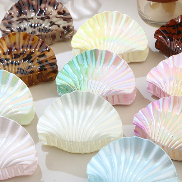 Plastic Scallop Hair Clip Light Luxury Style Paint Process Women's Hair Accessories