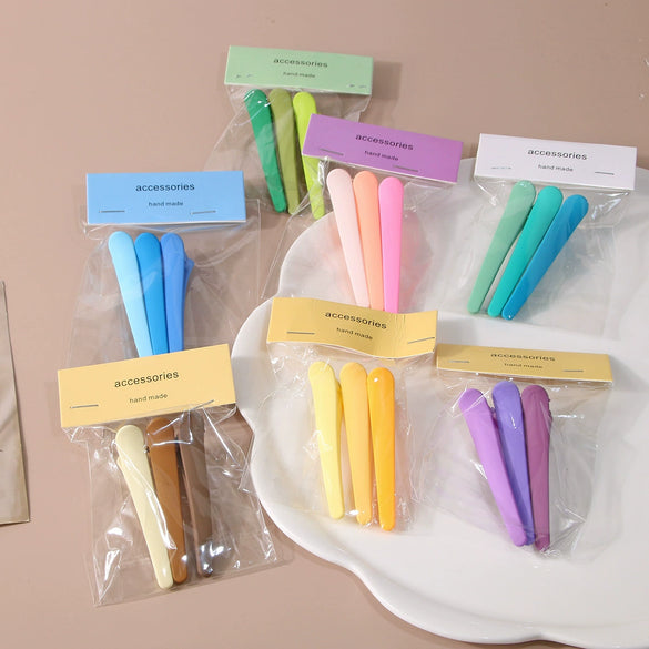 Plastic Seamless Hair Clips And Bobby Pins Set Geometric Style Baking Varnish Hair Accessories For Women