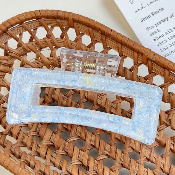 Plastic Simple Little Fresh Hairpin With Ink Print And Cross Square Cut Out Baking Paint Process For Women