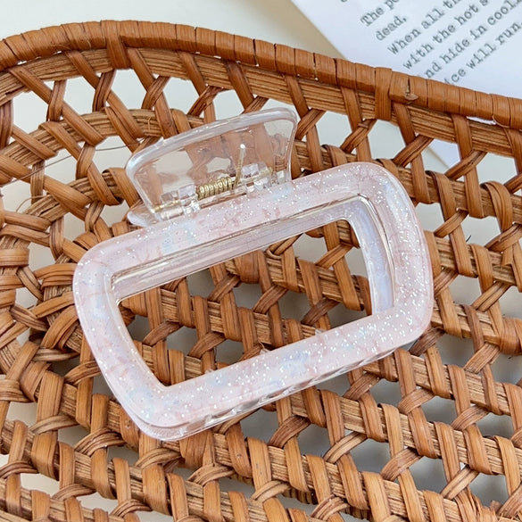 Plastic Simple Little Fresh Hairpin With Ink Print And Cross Square Cut Out Baking Paint Process For Women