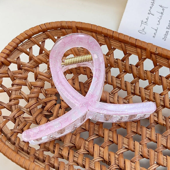 Plastic Simple Little Fresh Hairpin With Ink Print And Cross Square Cut Out Baking Paint Process For Women