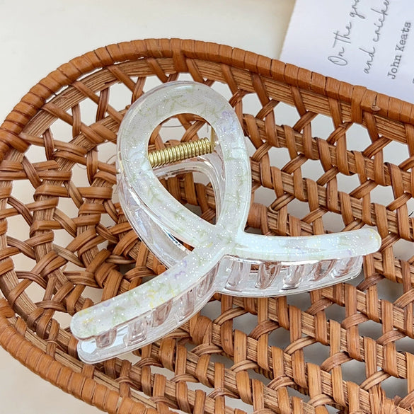 Plastic Simple Little Fresh Hairpin With Ink Print And Cross Square Cut Out Baking Paint Process For Women