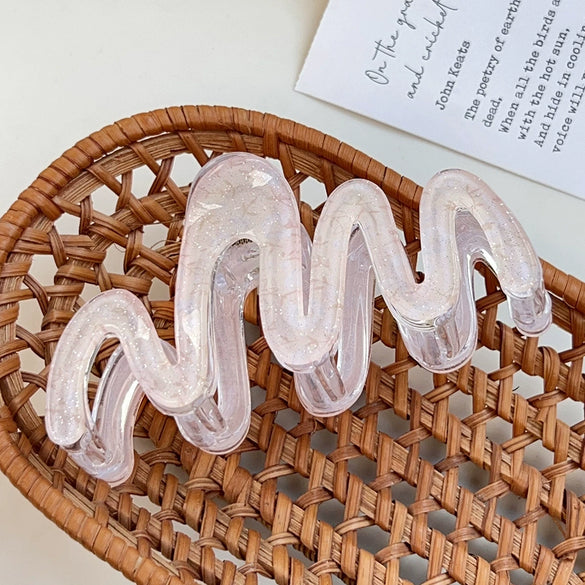 Plastic Simple Little Fresh Hairpin With Ink Print And Cross Square Cut Out Baking Paint Process For Women