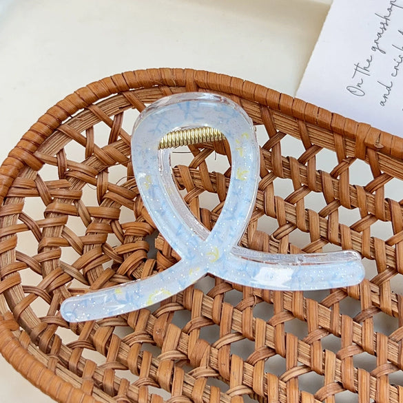 Plastic Simple Little Fresh Hairpin With Ink Print And Cross Square Cut Out Baking Paint Process For Women