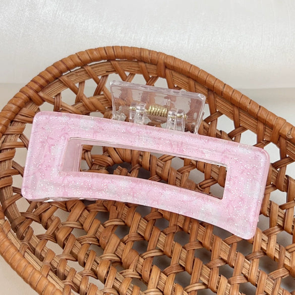Plastic Simple Little Fresh Hairpin With Ink Print And Cross Square Cut Out Baking Paint Process For Women