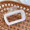 Plastic Simple Little Fresh Hairpin With Ink Print And Cross Square Cut Out Baking Paint Process For Women